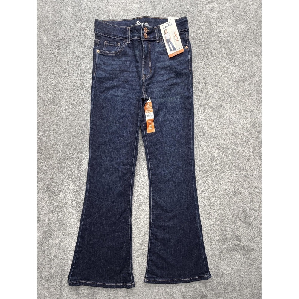 Jordache Jeans Girls 14 Dark Wash Blue High Rise Flare Stretch Denim 27x27